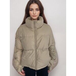 Oak + Fort Puffer Jacket Women Sz L Beige‎ Duck Down Winter Snow